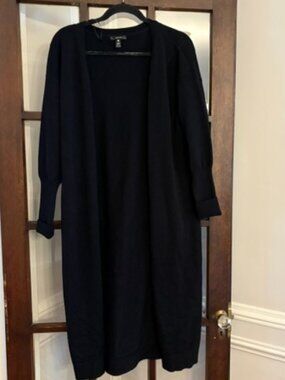 Aqua Long Button Down Cardigan in Black, Size Medium